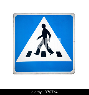 Blue square pedestrian crossing sign isolated on white Stock Photo