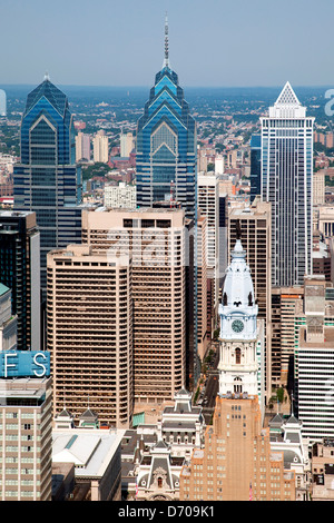 Aerial of The Philadelphia, Pennsylvania Skyline Stock Photo