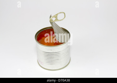 Part opened ring pull can of baked beans Stock Photo