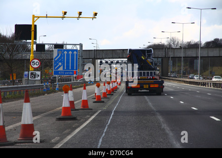 Roadworks on the M62 motorway in West Yorkshire Stock Photo