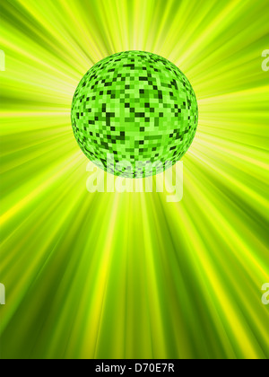 Sparkling green discoball on a glowing starburst background Stock Photo