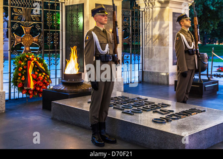 The Tomb of the Unknown Soldier in Piłsudski Square in Warsaw, Poland Stock Photo