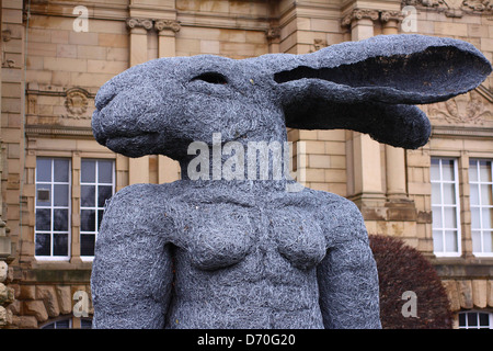 Sophie Ryders Hare Sculptures at Cartwright Hall Art Gallery, Bradford, West Yorkshire Stock Photo