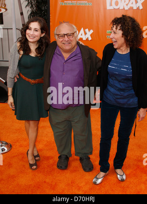 Rhea Perlman, Danny DeVito, the Lorax and daughter Lucy DeVito at the ...