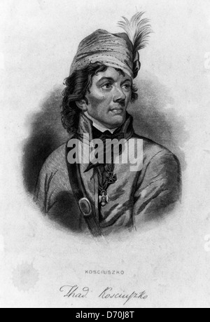 Tadeusz Kosciuszko in plumed hat, wearing two medals, one for the ...