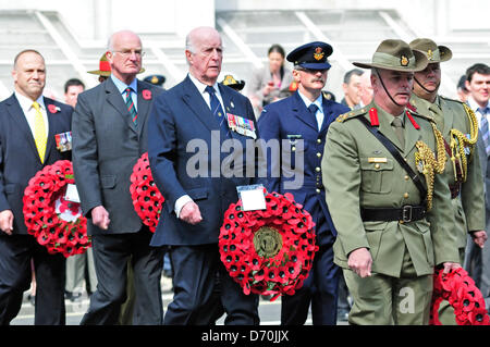 Anzac Day, London, UK. 25th April 2013. Wreath-laying at the Cenotaph Stock Photo