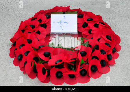 Anzac Day, London, UK. 25th April 2013. Wreath laid at the Cenotaph by the Duke of Glocester. Stock Photo