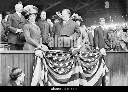 President William Howard Taft and his wife, Helen, at a baseball game, 1910 Stock Photo