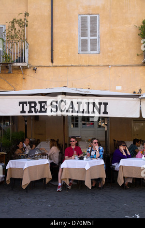 Rome Italy Bar restaurant Tre Scalini Navona Square people outside Stock Photo