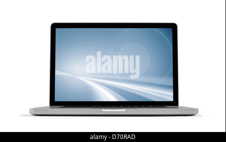 Laptop with screensaver isolated on white, clipping path included Stock Photo
