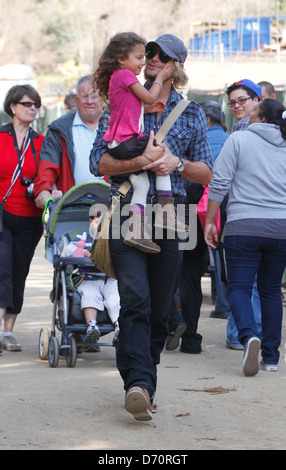 Gabriel Aubry spends the day at Los Angeles Zoo with his daughter Nahla Los Angeles, California, USA - 19.02.12 Stock Photo