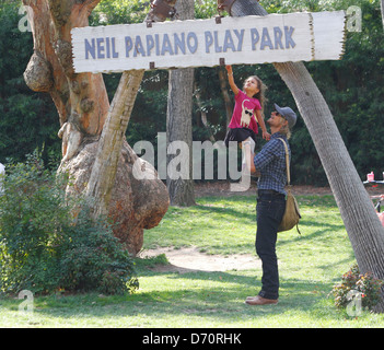 Gabriel Aubry spends the day at Los Angeles Zoo with his daughter Nahla Los Angeles, California, USA - 19.02.12 Stock Photo