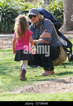 Gabriel Aubry spends the day at Los Angeles Zoo with his daughter Nahla Los Angeles, California, USA - 19.02.12 Stock Photo