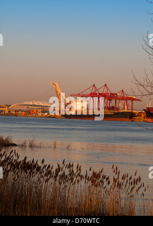 Montreal Port in the morning light Stock Photo
