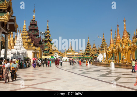 Buildings at Shwedagon Pagoda, Yangon, (Rangoon), Myanmar, (Burma) Stock Photo