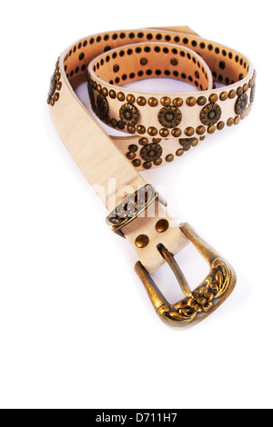 Fashionable belt isolated on white background. Stock Photo