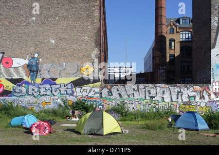 Berlin, Germany, campground on the Brachflaeche at the Cuvrystrasse Stock Photo