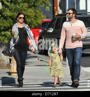 Alessandra Ambrosio and her fiance Jamie Mazur spend the afternoon together with their daughter Anja Santa Monica, California - Stock Photo