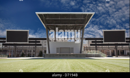 stage and screens in park Stock Photo