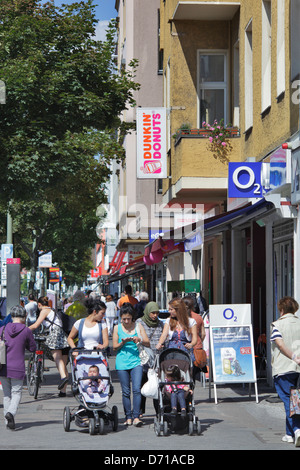 Berlin, Germany, passers-by on the main shopping street in the Muellerstrasse Stock Photo
