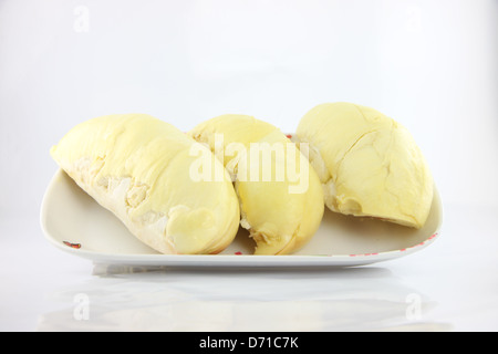 The spiky fruit called the Durian and the king of fruit. Stock Photo