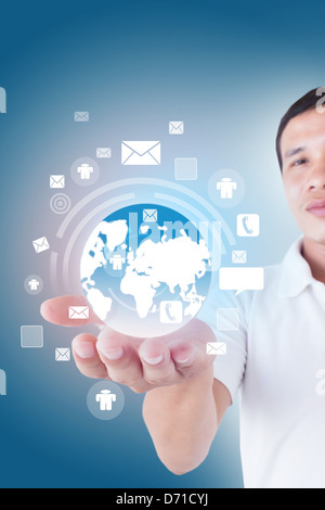 Man Holding Technology Concept Stock Photo