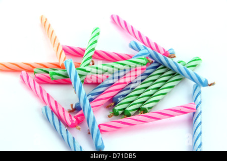 Colorful candles brought Sorted another. Stock Photo