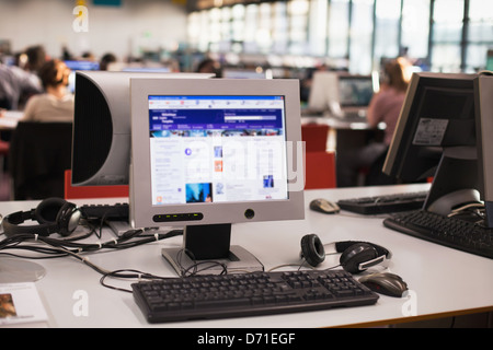 computers in education center, with headphones Stock Photo
