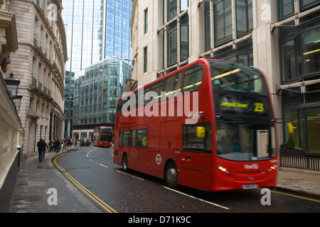 Number 23 but travelling up Old Broad Street towards Liverpool Street, London Stock Photo