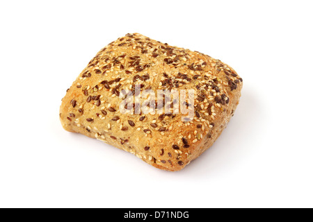 Bread with sesame seeds isolated on white background. Stock Photo