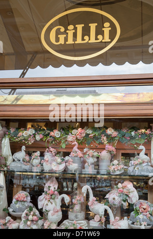 Window of Gilli Cafe, Piazza della Republica Square; Florence; Italy Stock Photo