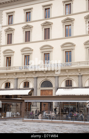 Terrace of Gilli Cafe, Piazza della Republica Square; Florence; Italy Stock Photo