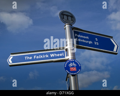 Sustrans Signposts Waymarker and signpost on Union Canal towpath and Sustrans cycle route ...