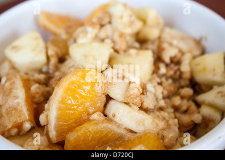 Mixed fruit salad with nuts Stock Photo