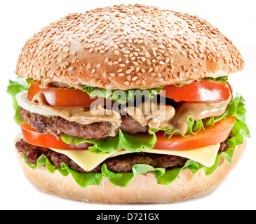 Hamburger on a white background. Stock Photo