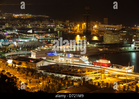 Barcelona lights at night Stock Photo