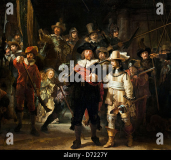 The Night Watch or De Nachtwacht in Dutch1639  Rembrandt Harmenszoon van Rijn  1606–1669  Amsterdam Netherlands Stock Photo