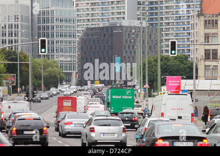 Berlin, Germany, morning rush-hour traffic on the Leipziger Strasse Stock Photo