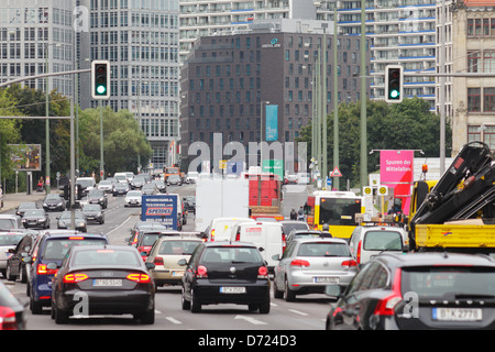 Berlin, Germany, morning rush-hour traffic on the Leipziger Strasse Stock Photo