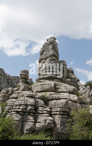 limestone rock formations in El Torcal in Malaga spain Stock Photo