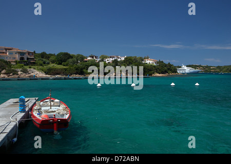 Porto Cervo, Italy, overlooking Porto Cervo with a jetty in the foreground Stock Photo