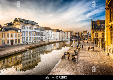 HDR image of canal in Gent, Belgium Stock Photo