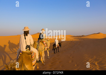 Camel caravan in Sahara Desert, Ksar Ghilane, Tunisia Stock Photo