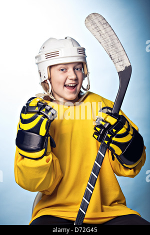 portrait of a teenage female hockey player Stock Photo