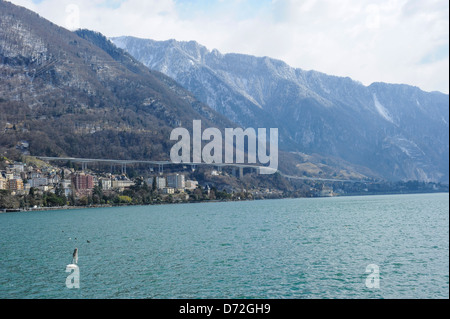 LAKESIDE PROMENADE MONTREUX LAKE GENEVA VAUD SWITZERLAND Stock Photo