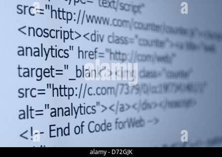 Closeup of Web Code on Computer LED Screen Stock Photo