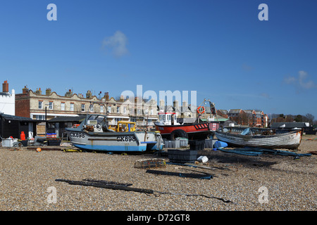 Fishing boats on the beach Aldeburgh, Suffolk. Stock Photo