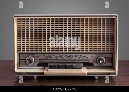 Italian vintage radio on grey background Stock Photo