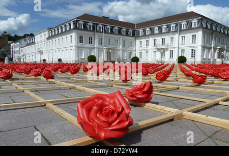 Zweibrücken, Germany, 1000 Roses for Zweibrücken by Ottmar Hoerl and District Court Zweibrücken Stock Photo