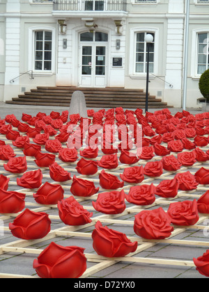 Zweibrücken, Germany, art installation by Ottmar Hoerl 1000 roses for the Duke of Zweibrücken place Stock Photo